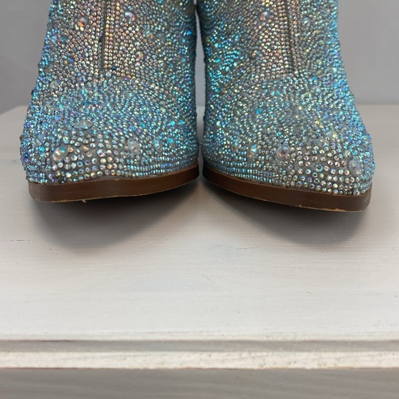 NWOT Rhinestone Cowgirl Boots  Sparkly Knee High Cowboy Boots Chunky Heel - Picture 5 of 9